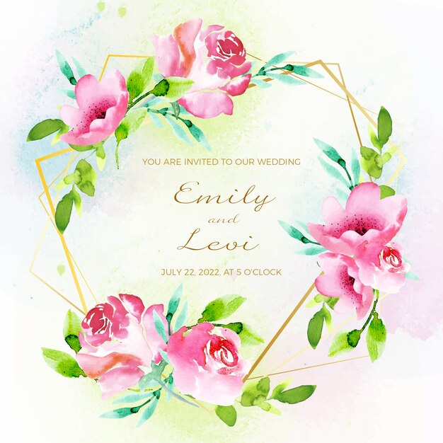 Свадебное приглашение с цветочной рамкой