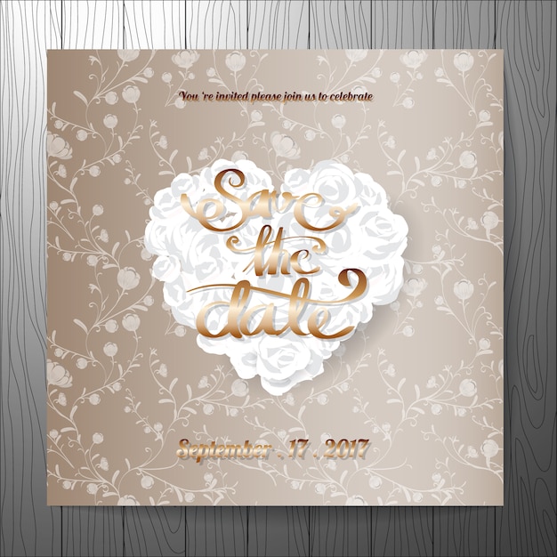 Free vector wedding invitation with floral heart design