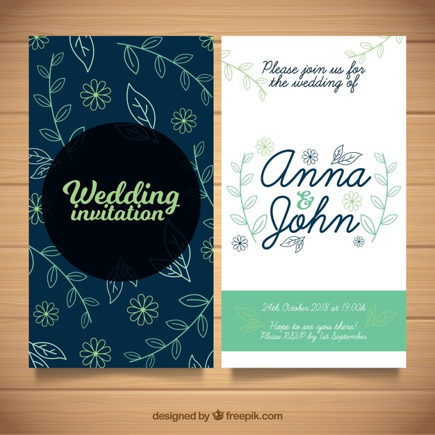 Wedding invitation with floral ornaments