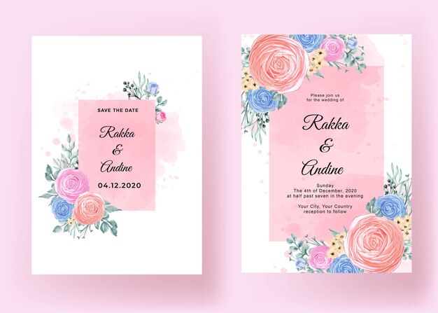 Приглашение на свадьбу с цветком Ranunculus romantic