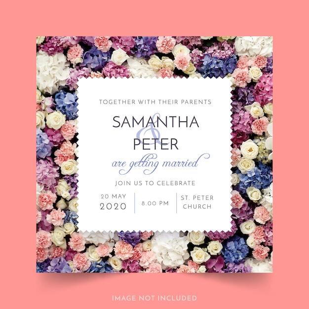 Free vector wedding invitation with flowers