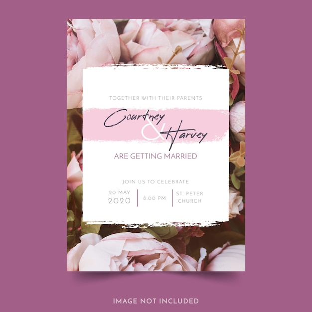 Free vector wedding invitation with flowers