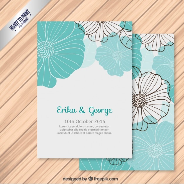 Wedding invitation with flowers