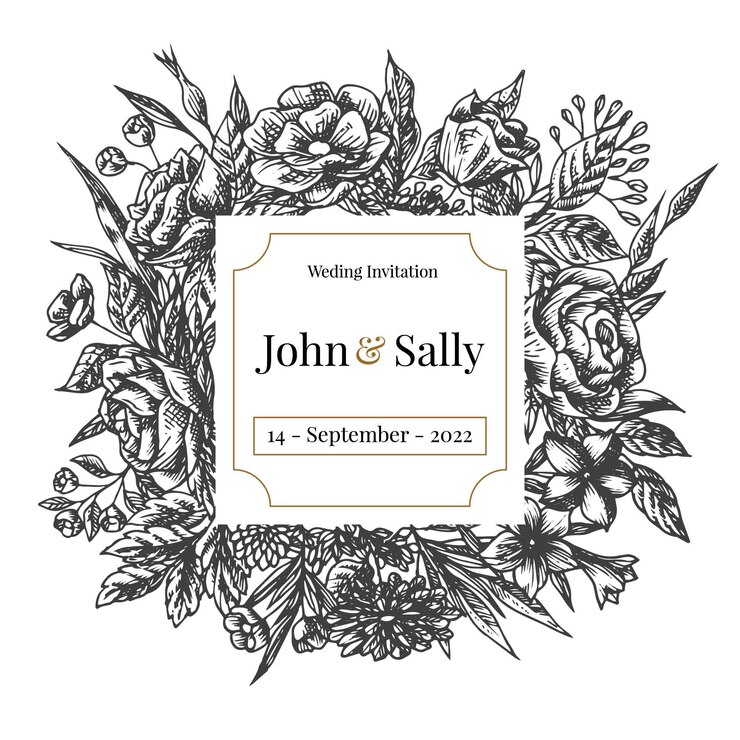 Free Vector wedding invitation with flowers