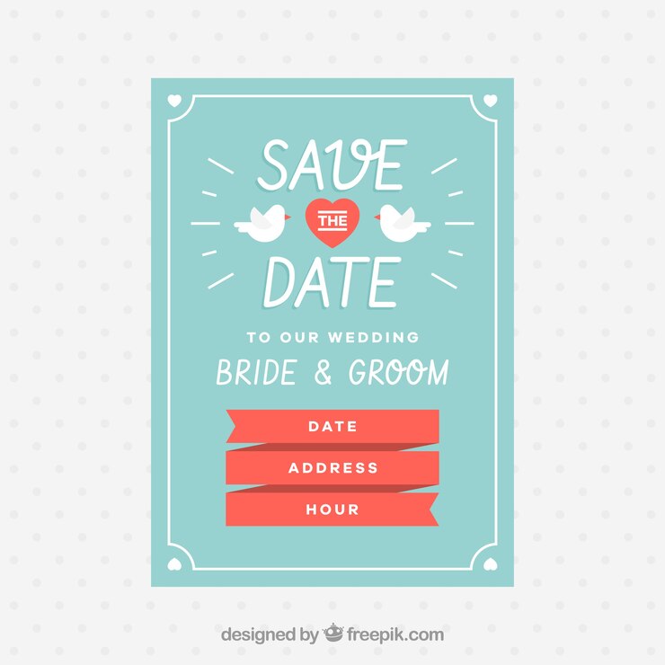 Free Vector wedding invitation with fun style