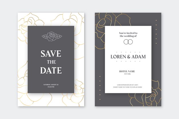 Wedding invitation with golden details