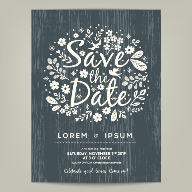 Free vector wedding invitation with hand drawn elements