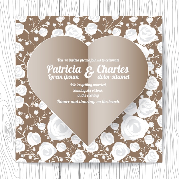 Free vector wedding invitation with heart design