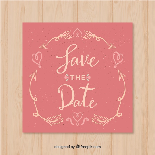 Free vector wedding invitation with hearts and arrows