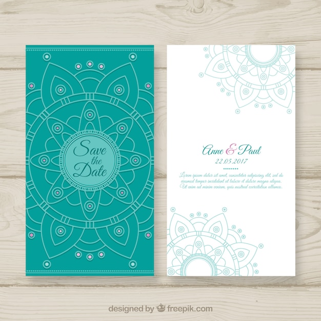 Free vector wedding invitation with mandala