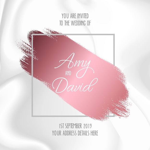 Free vector wedding invitation with marble design