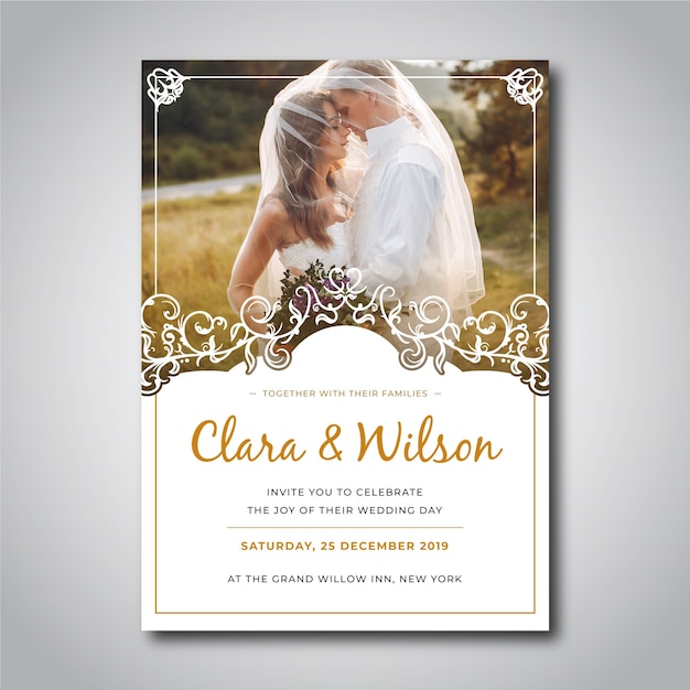 Wedding invitation with pic template