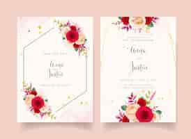 Vettore gratuito invito a nozze con fiori di rose rosse