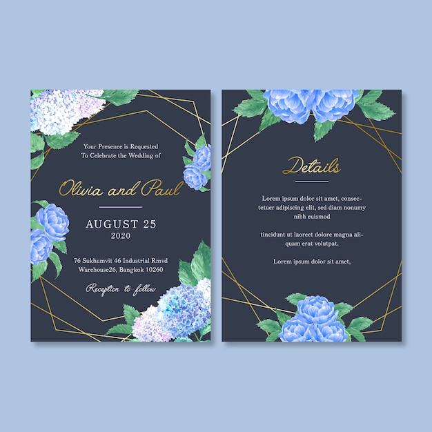 Wedding invitation with romantic foliage