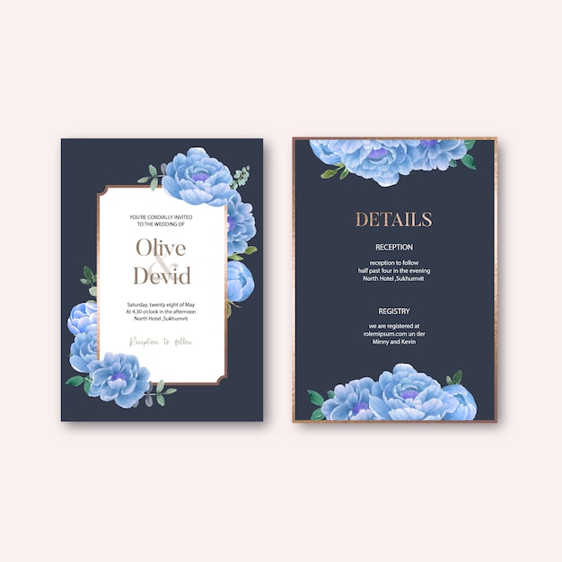 Free vector wedding invitation with romantic foliage