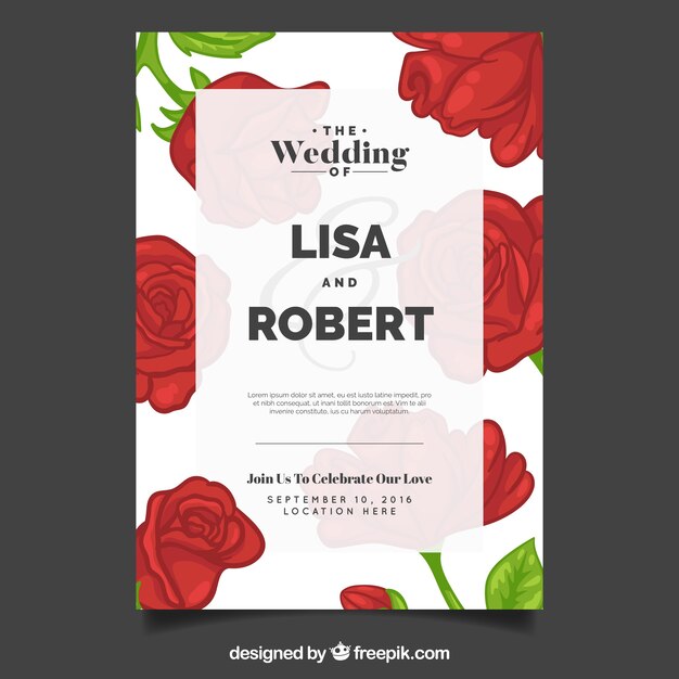Wedding invitation with roses