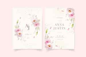 Free vector wedding invitation with watercolor pink roses