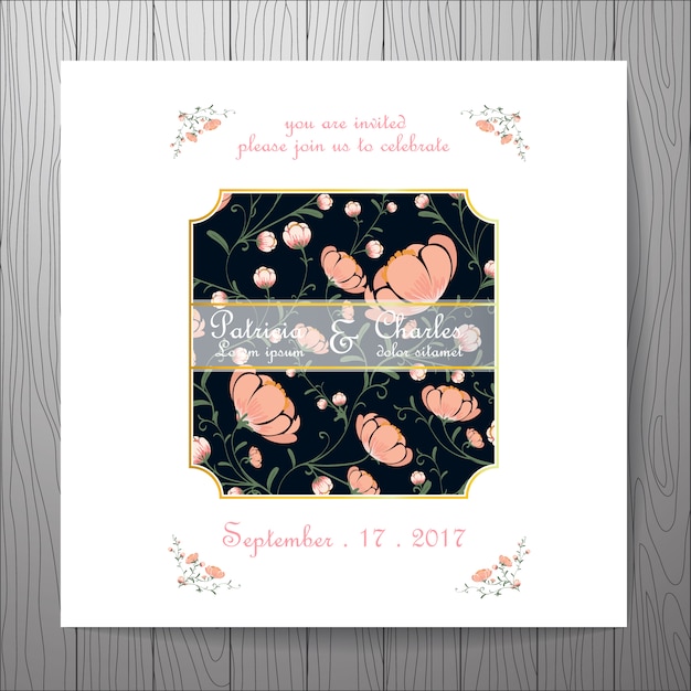 Free vector wedding invitation with white frame