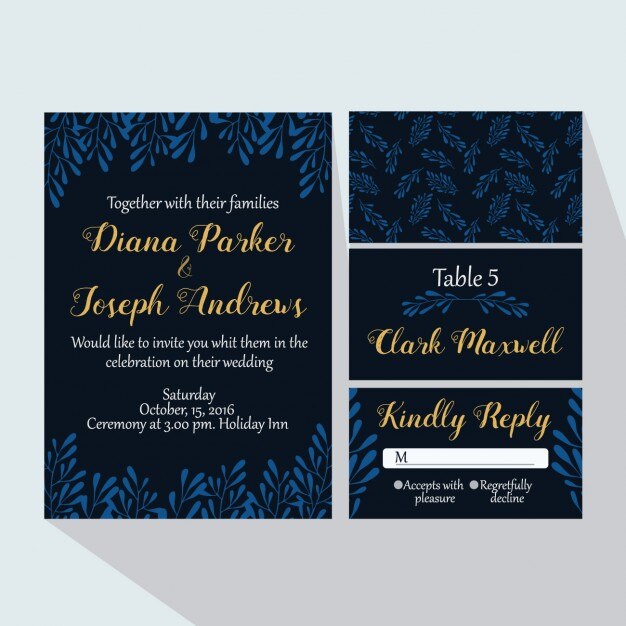 Free vector wedding invitations with branches