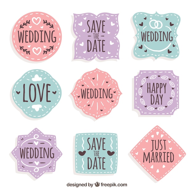 Free vector wedding label pack of nine