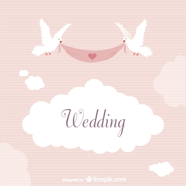 Wedding label with doves