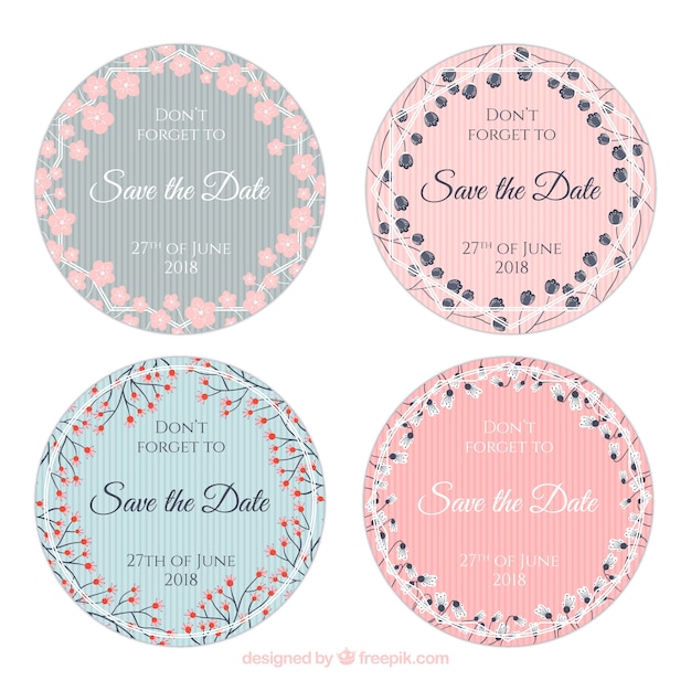 Wedding labels collection with flowers