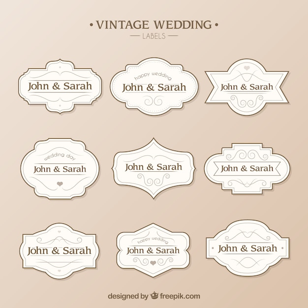 Free vector wedding labels template