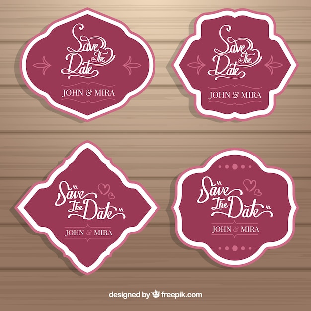 Free vector wedding labels with elegant style