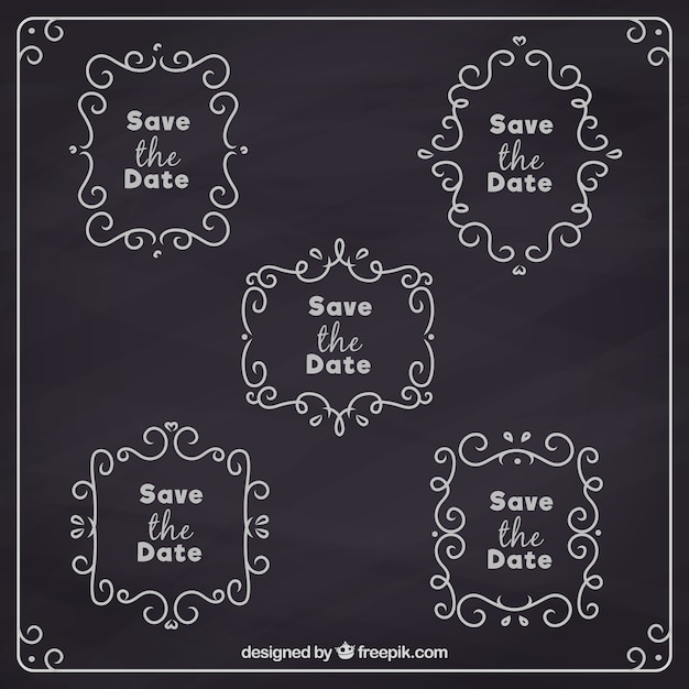 Free vector wedding labels with vintage frame