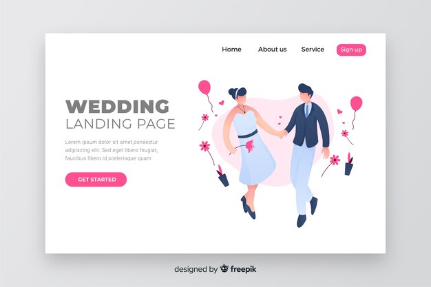 Wedding landing page couple design