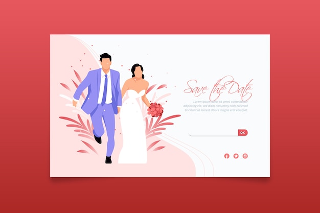 결혼식 방문 페이지 평면 디자인 서식 파일
