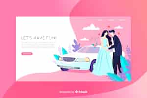 Free vector wedding landing page flat design