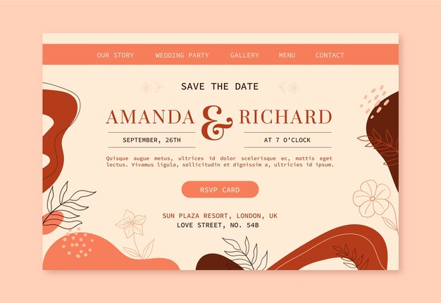 Free vector wedding landing page template design