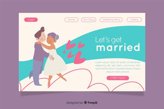 Free vector wedding landing page template