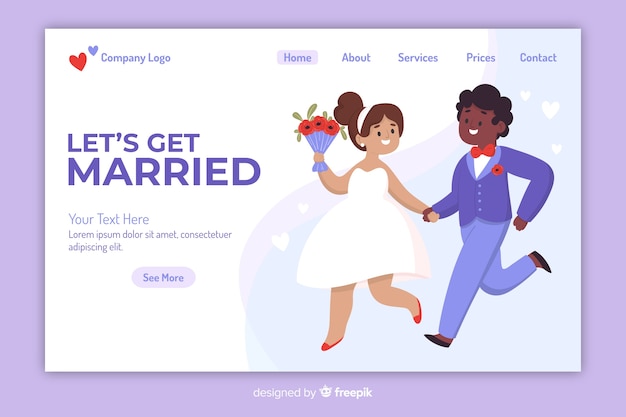 無料ベクター 結婚式のランディングページwebテンプレート