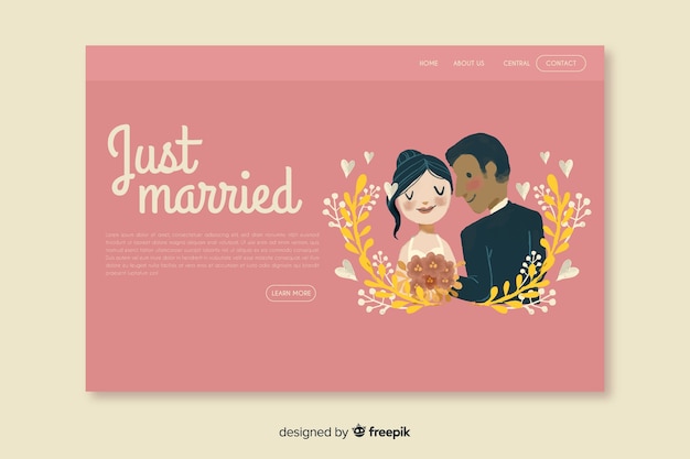 Wedding landing page with couple