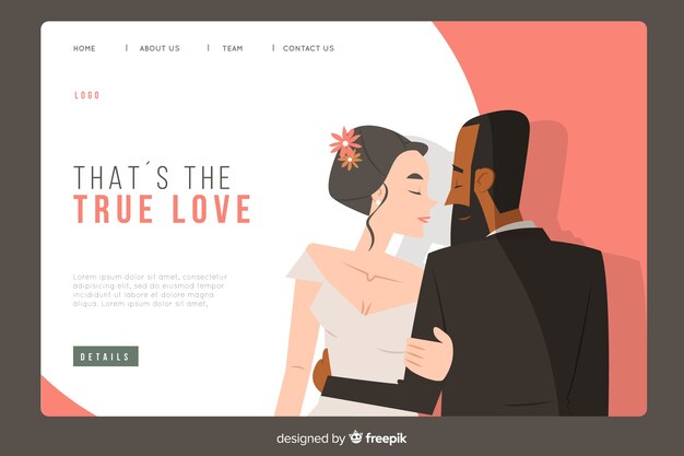 Wedding landing page with couple
