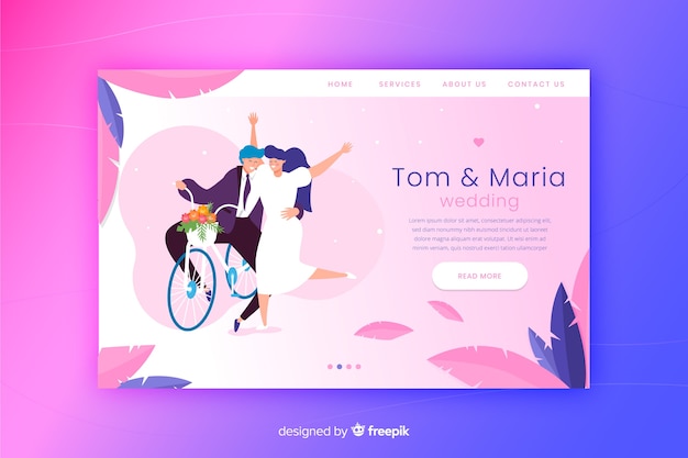 Wedding landing page with gradient