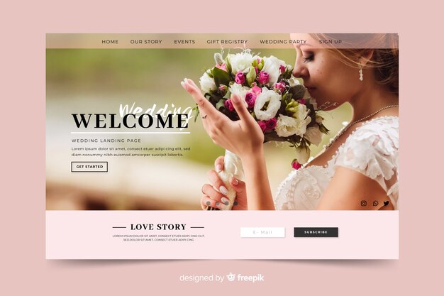 Wedding landing page with image