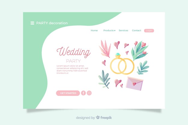 Wedding landing page with lovely elements