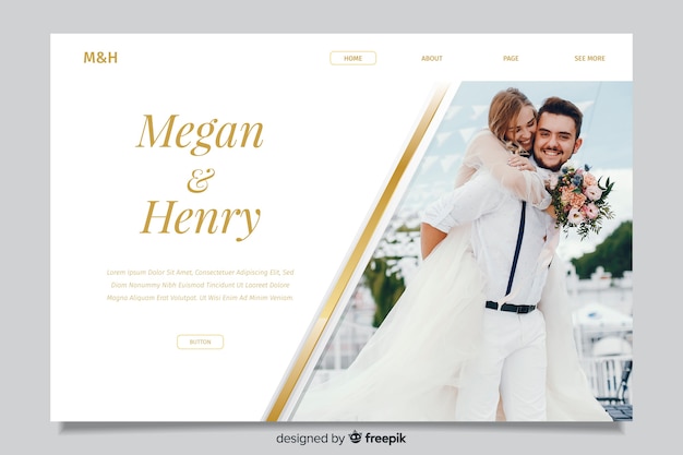 Wedding landing page with photo