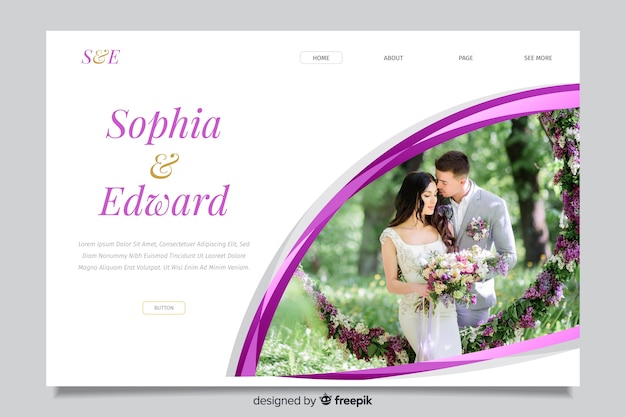 Wedding landing page with photo