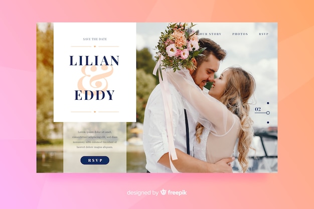 Wedding landing page with photo