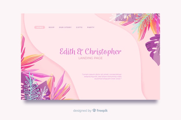 Free vector wedding landing page