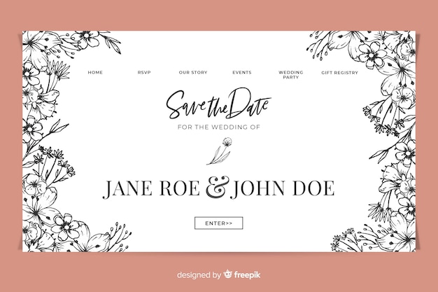 Free vector wedding landing page