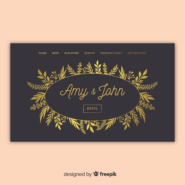 Free vector wedding landing page