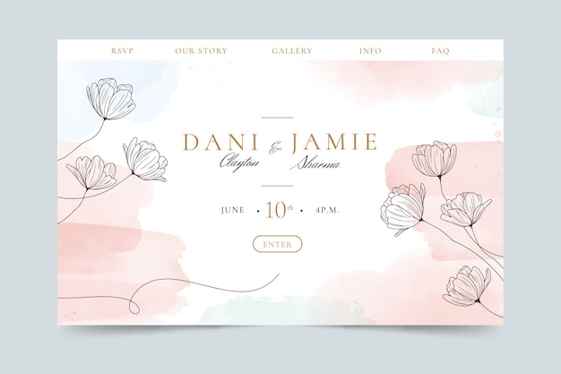 Free vector wedding landing page