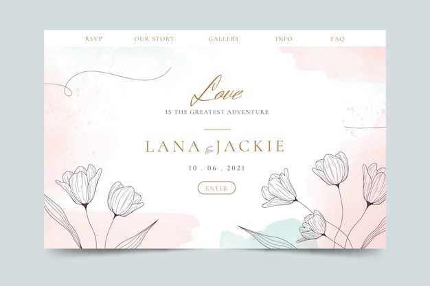 Free vector wedding landing page