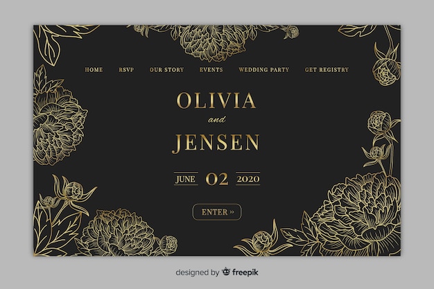 Free vector wedding landing page