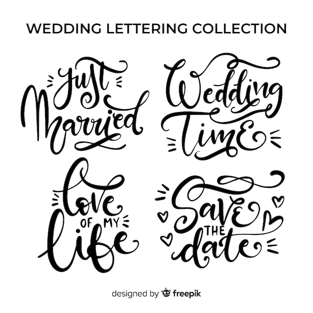 Free vector wedding lettering collection